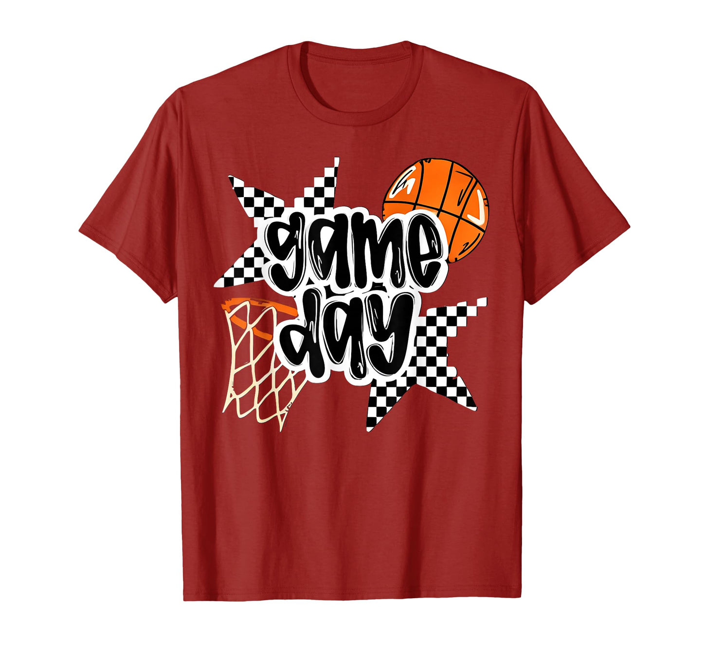 Basketball Player Game Day Checkered Basketball Fan Mom T-Shirt