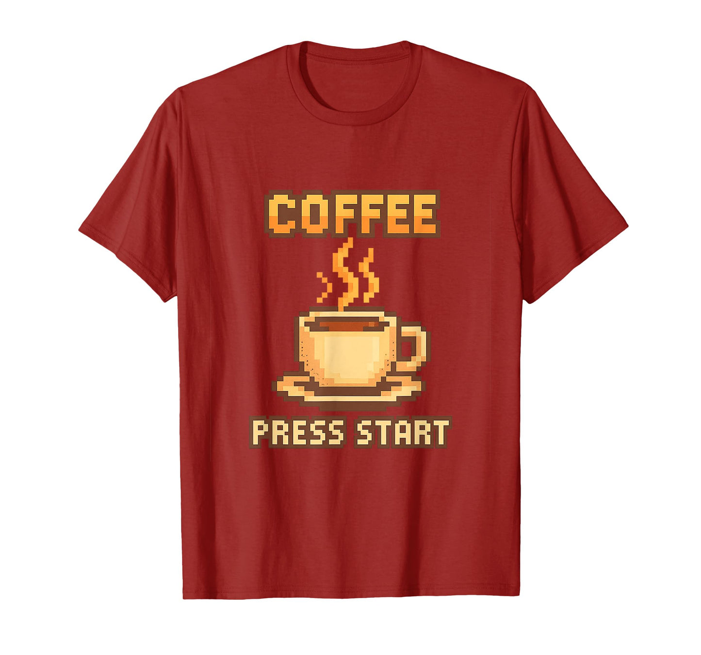Coffee Press Start – Retro Gaming 8-Bit Pixel Art Design T-Shirt