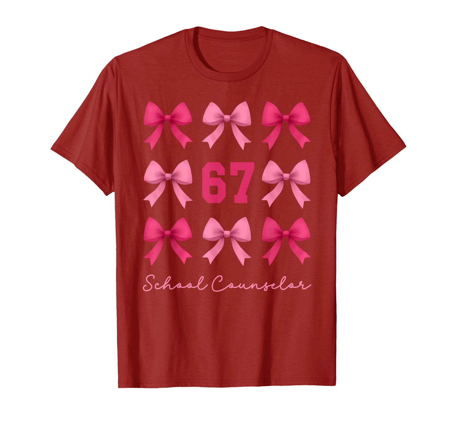 67 School Counselor Meme Coquette Bows Funny Six Seven T-Shirt