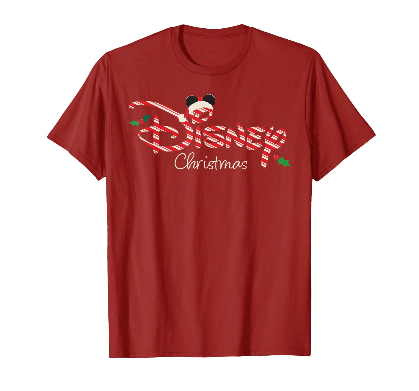 Disney Christmas Script Logo Candy Cane Holiday Trip T-Shirt
