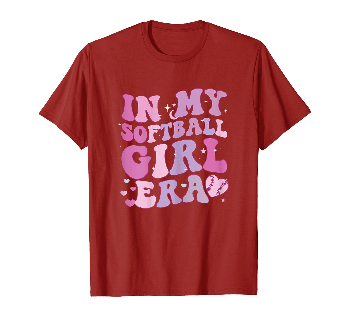 In My Softball Girl Era Funny Softball Girl Groovy Retro T-Shirt
