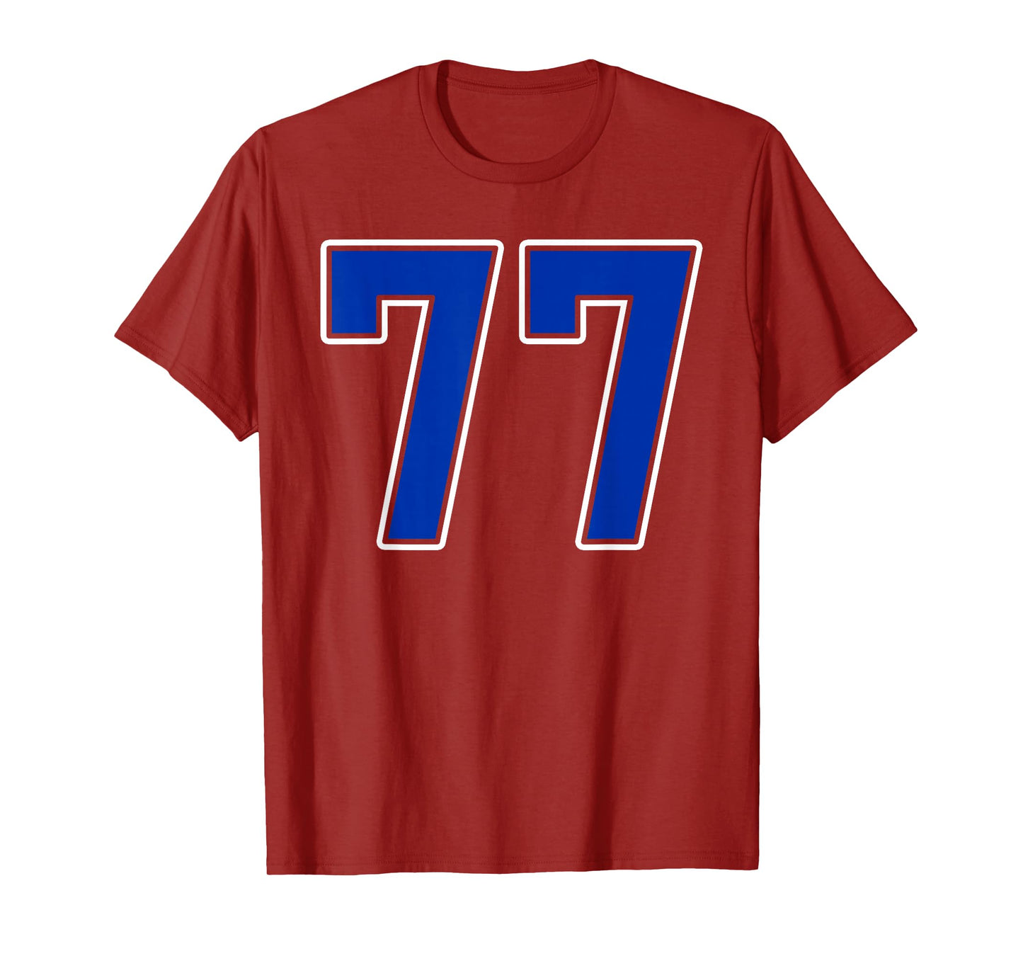 Royal Blue White Number 77 Jersey Player Uniform #77 T-Shirt