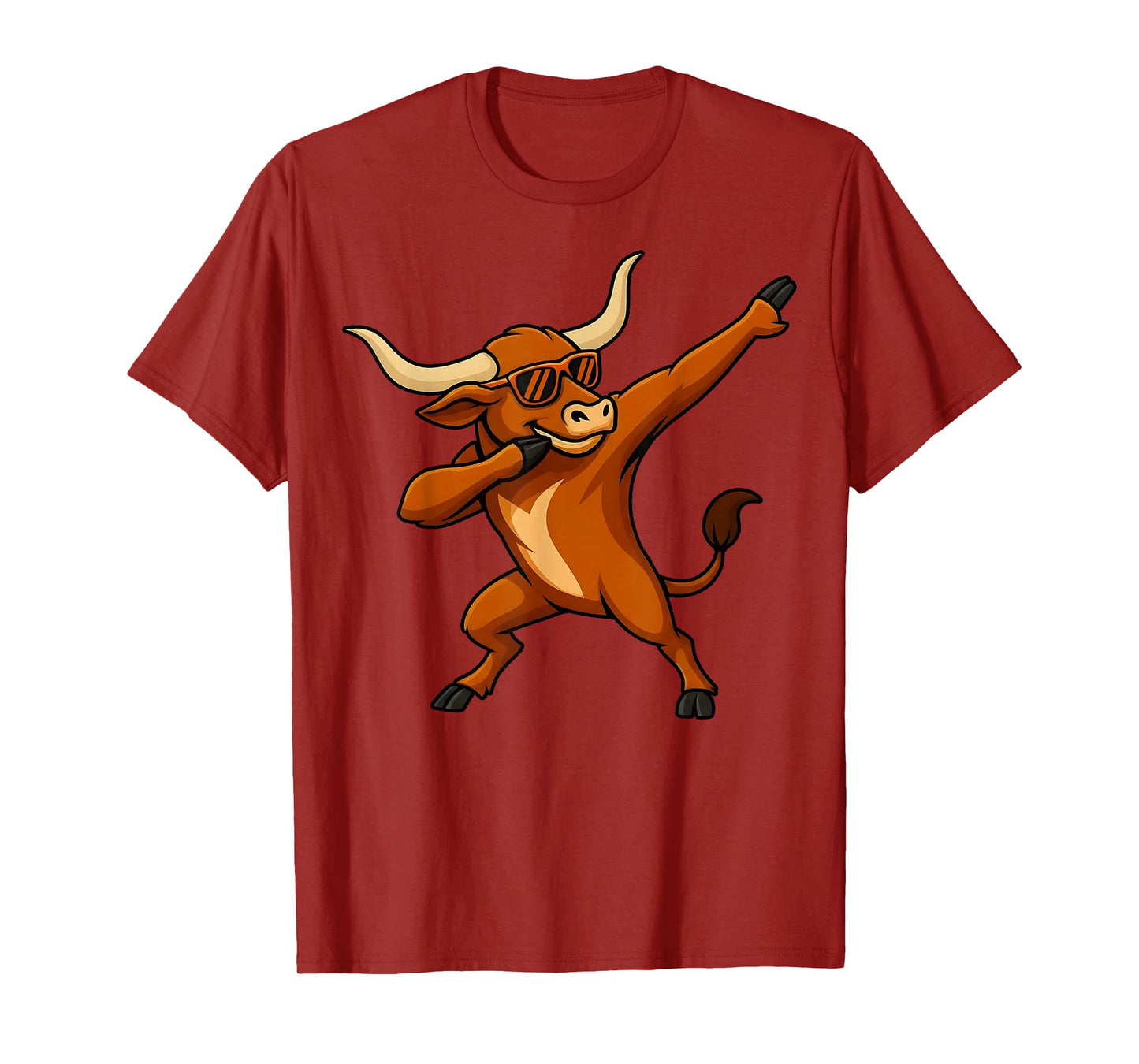 Longhorn Cow Dabbing with Sunglasses Men Women Girls Kids T-Shirt