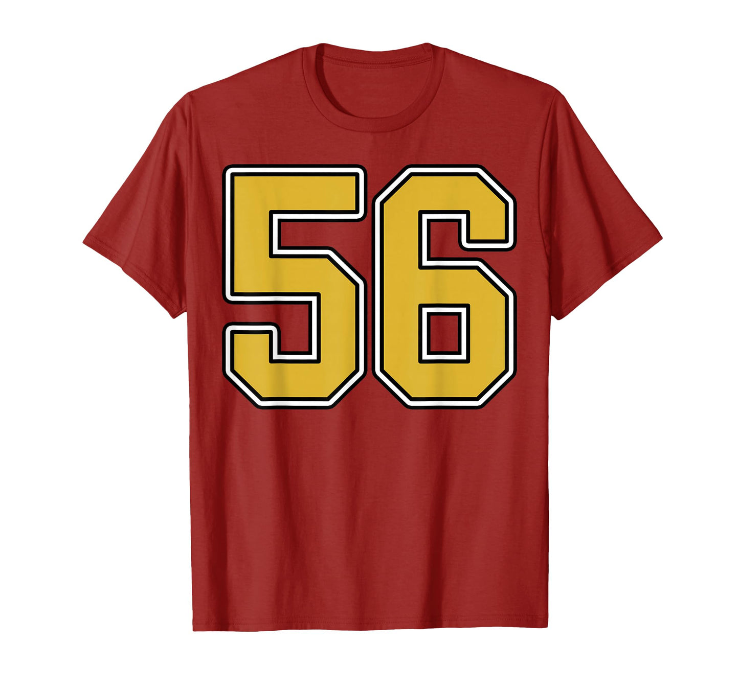 Old Gold Black White Sports Number 56 Jersey Uniform Player T-Shirt