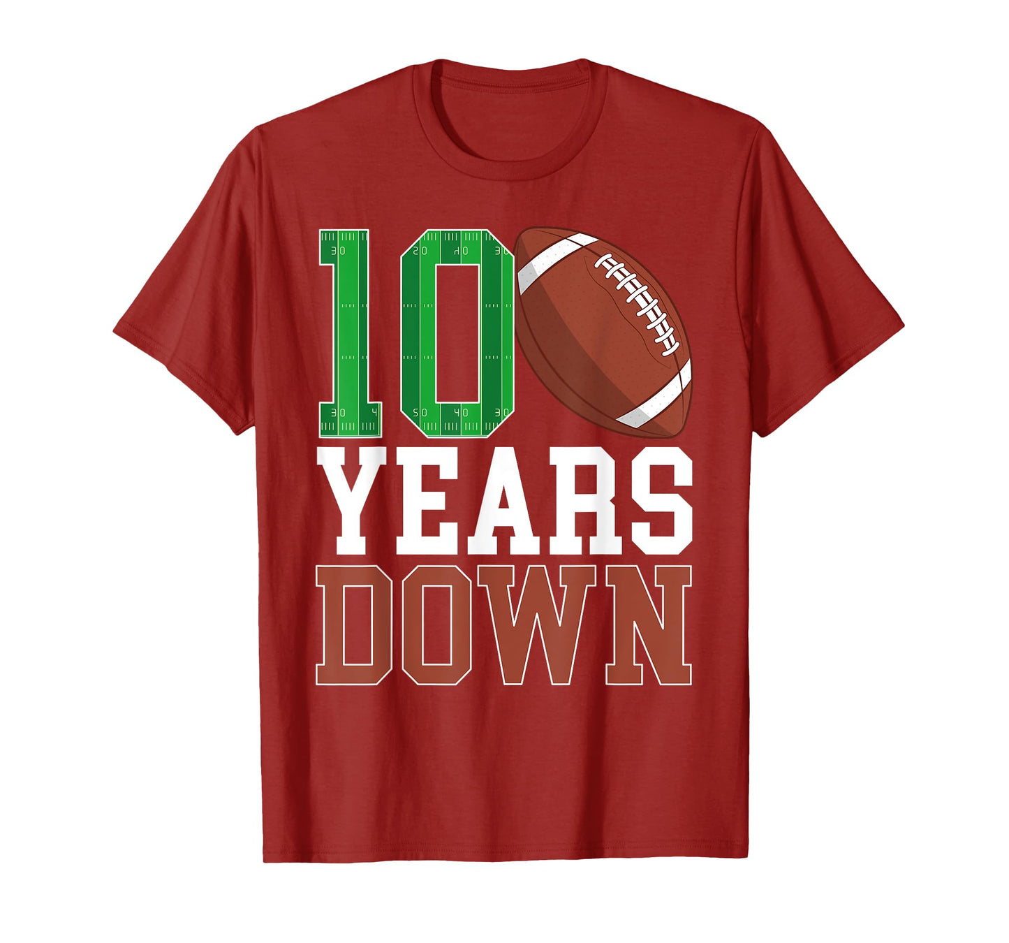 10th Birthday Football Ten Year Old Football Player T-Shirt