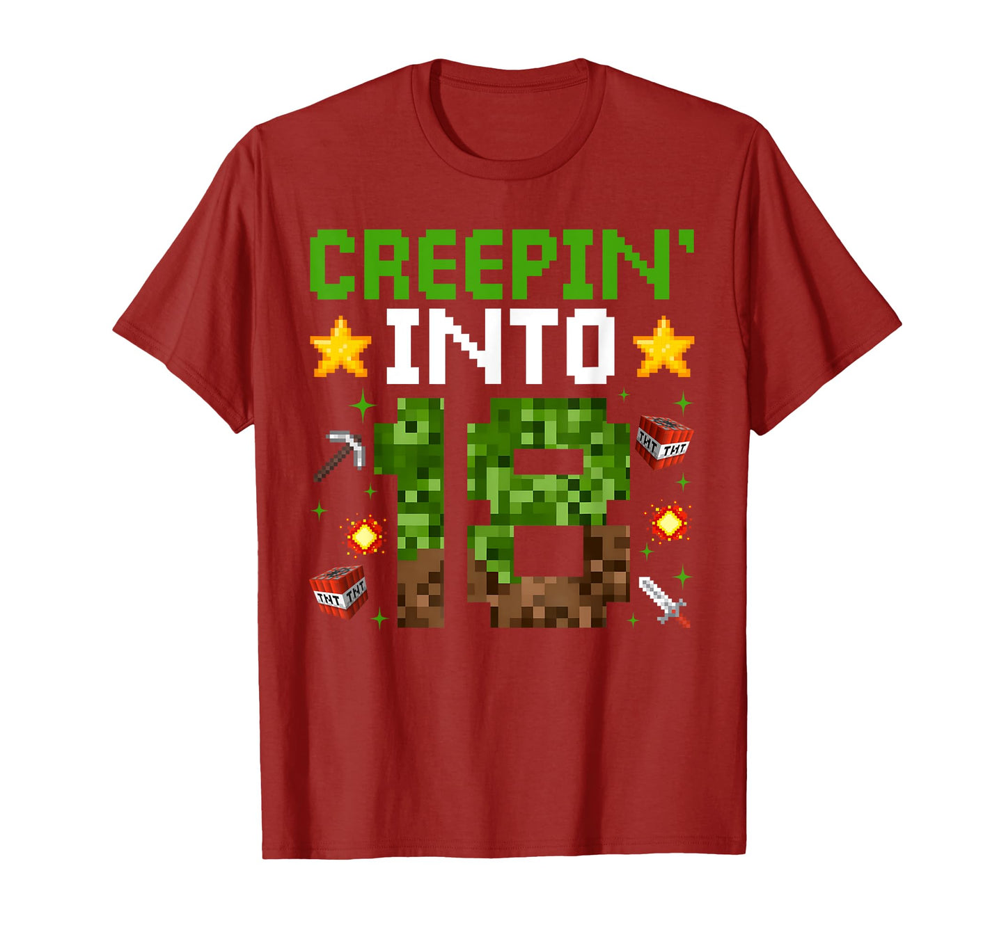 18th Birthday Gamer Pixel Creepin’ Into 18 Video Game Party T-Shirt