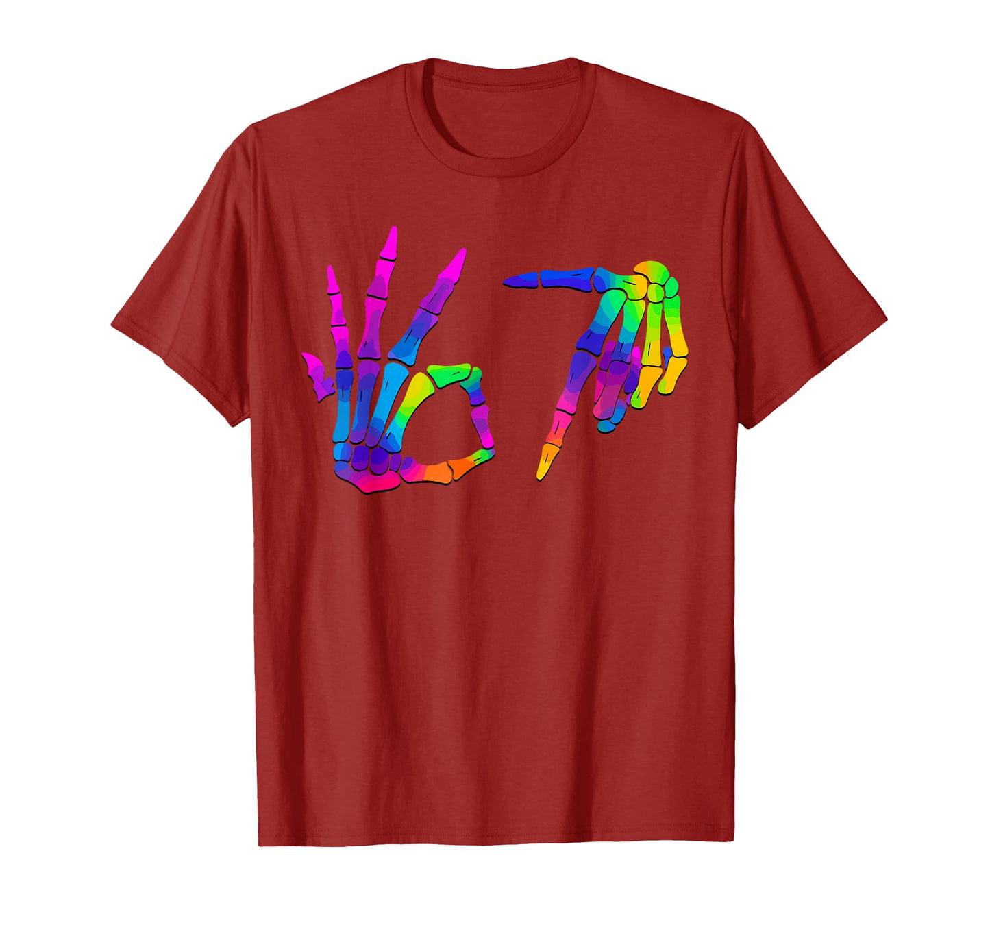 Six Seven 6 7 Meme 67 Skeleton Hand Halloween Costume T-Shirt