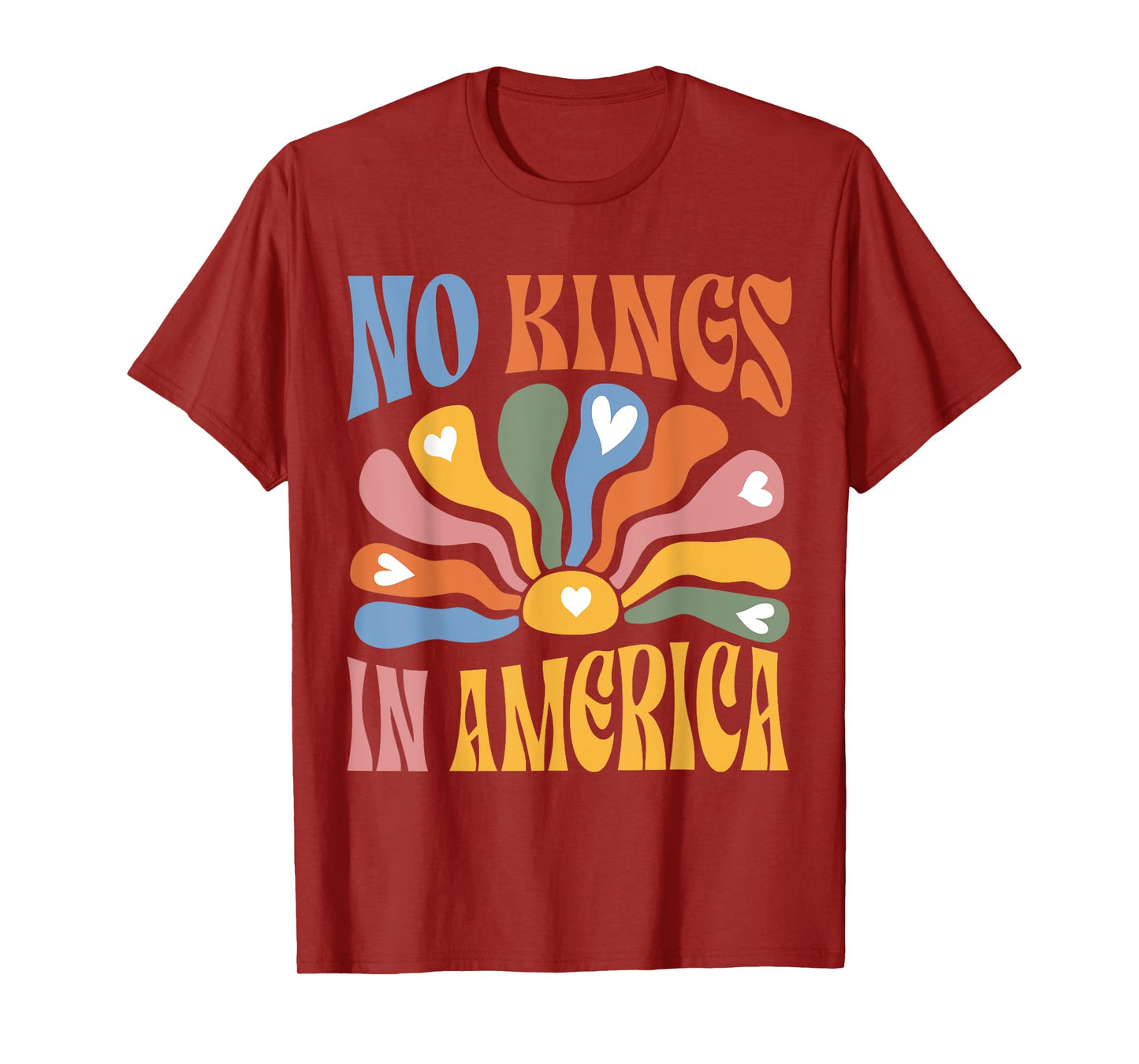 Vintage No Kings In America Boho Floral Quote Women T-Shirt