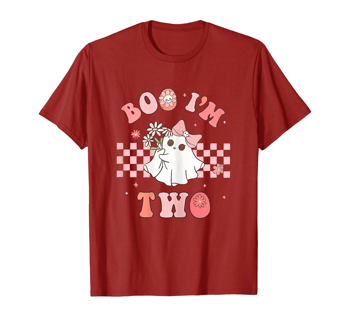 Boo I'm Two Ghost Pink Bow 2nd Birthday Halloween Girls T-Shirt