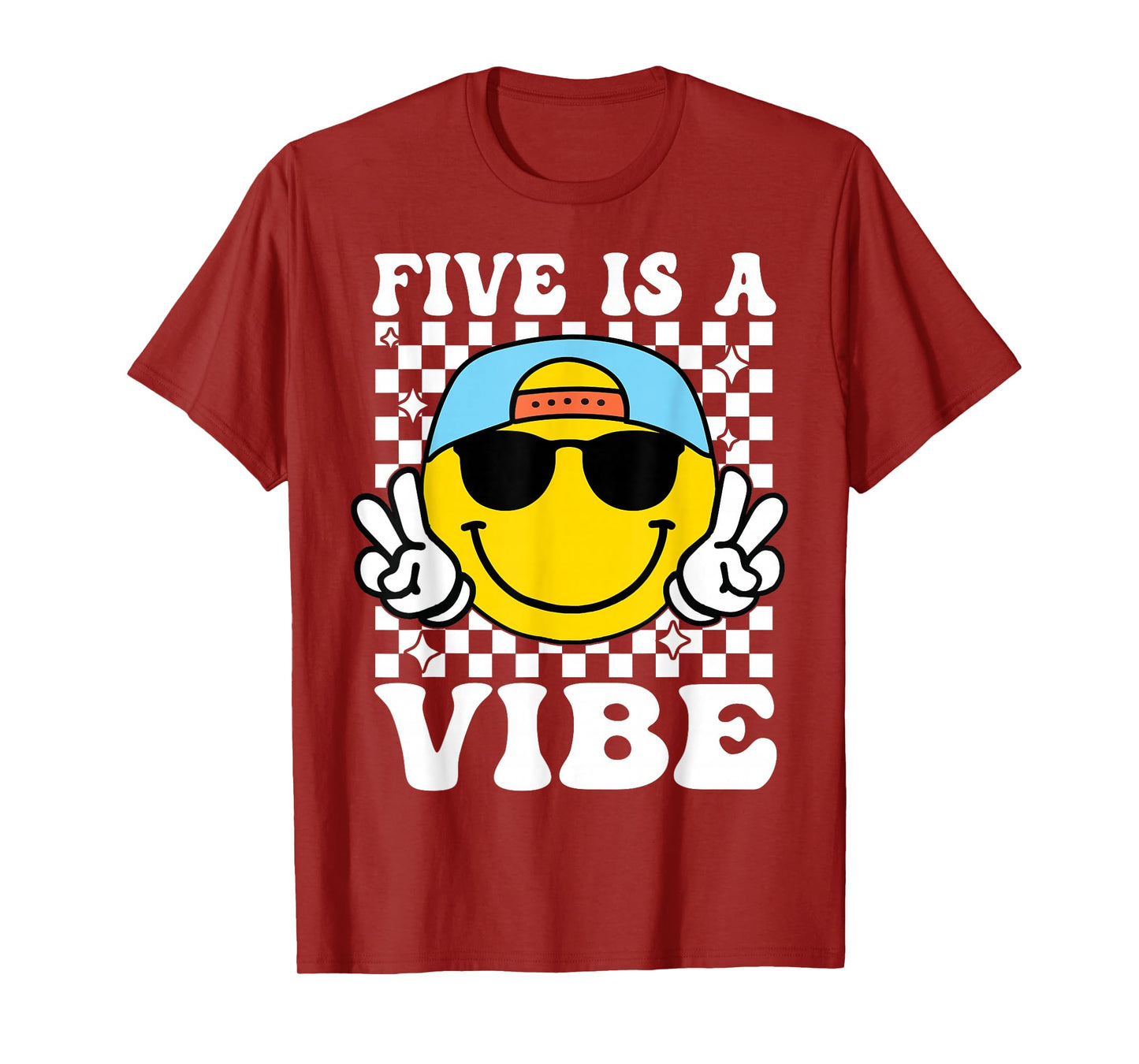Five Is A Vibe 5th Birthday Groovy Boys Girls 5 Years Old T-Shirt