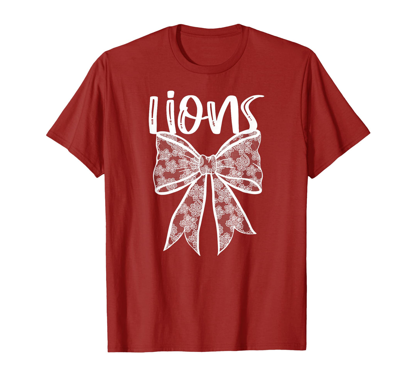 Lions Coquette Aesthetic Girly Team Mascot Lace Bow Preppy T-Shirt