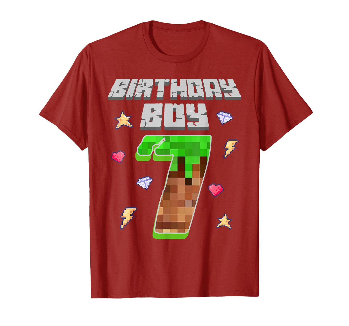 It's My 7th Birthday Boy Seven 7 Year Old Pixel Gaming Party T-Shirt