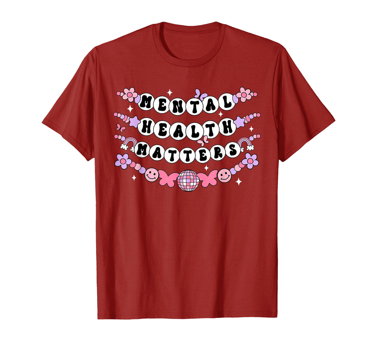 Mental Health Matters Groovy Friendship Bracelet Self Love T-Shirt