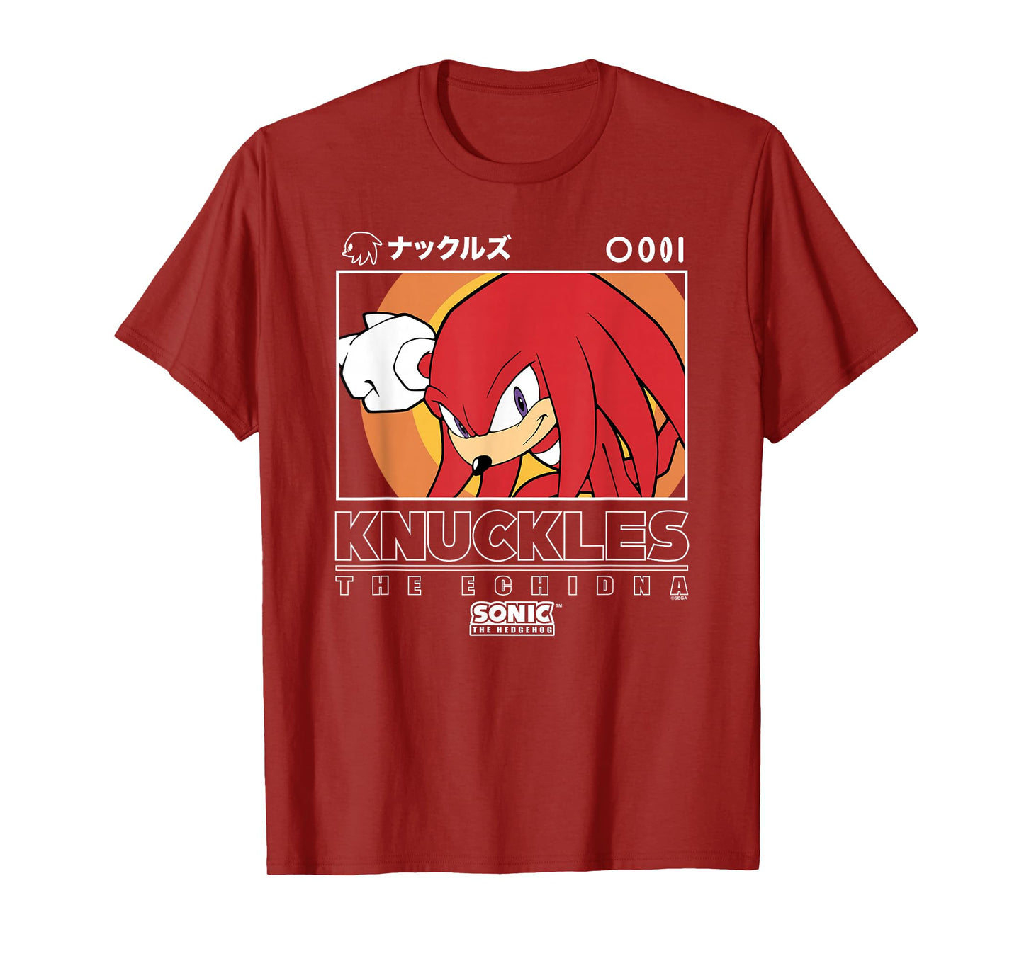 Sonic The Hedgehog Knuckles Iconic Kanji Chest Big Portrait T-Shirt