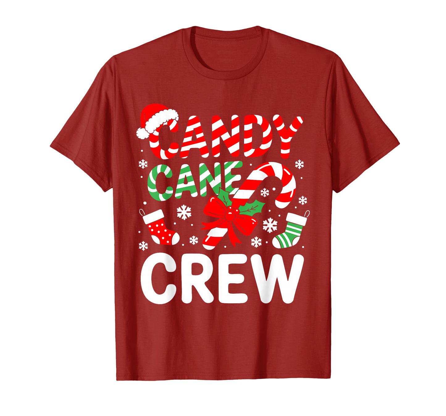 Candy Cane Crew Shirt Adult Men Women Kids Christmas Pajamas T-Shirt