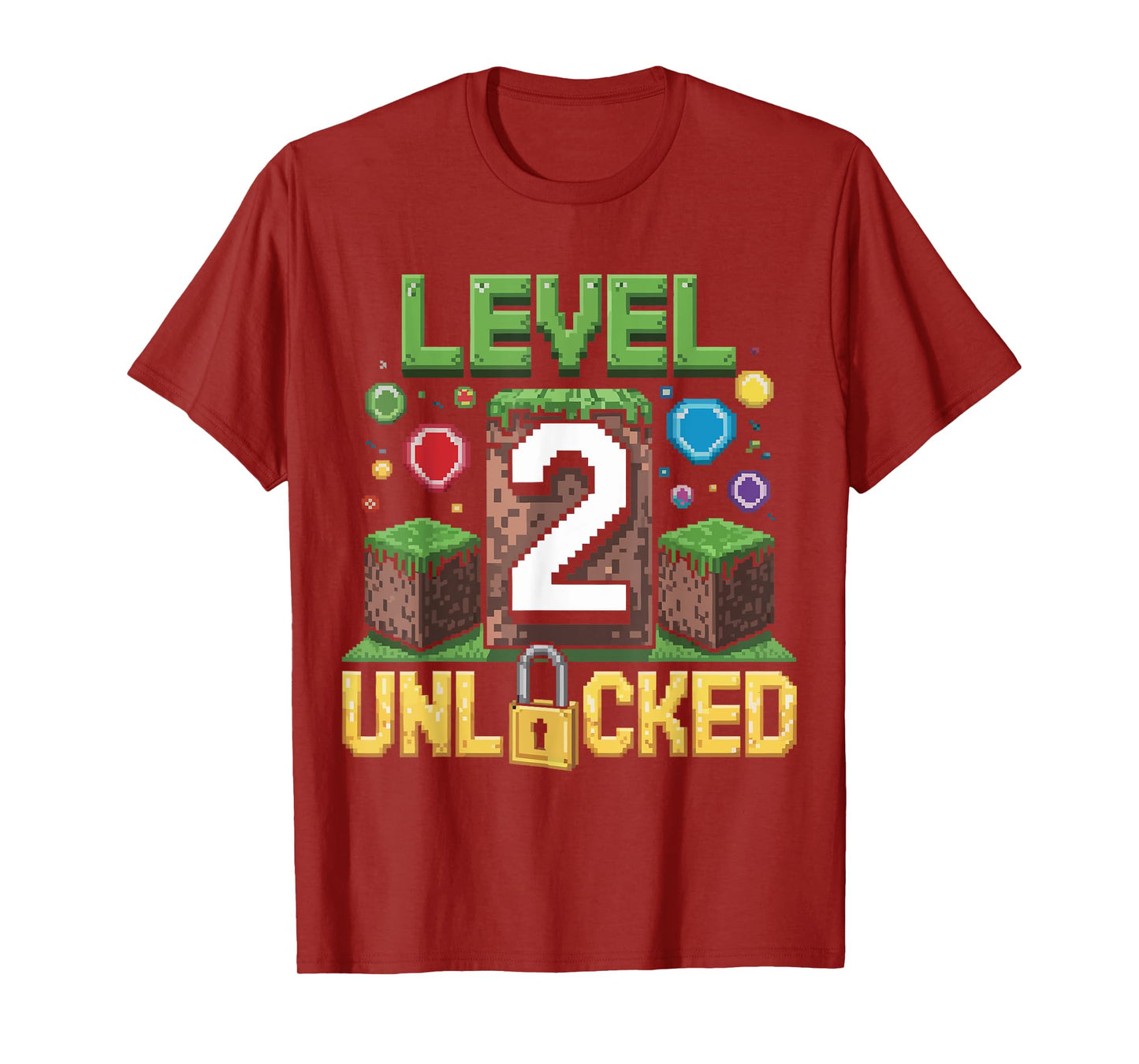 Birthday Boy Shirt Level 2 Unlocked 2nd Birthday Game Pixel T-Shirt