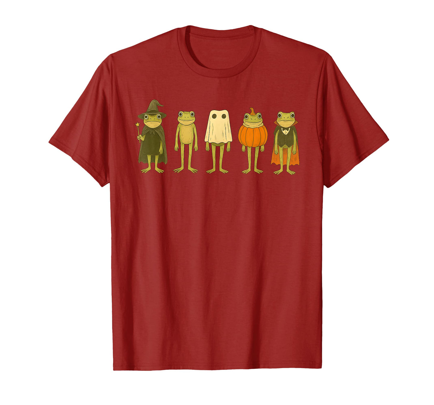 Cute Kawaii Frog Halloween Ghosts Funny Ghost Pumpkin Witch T-Shirt