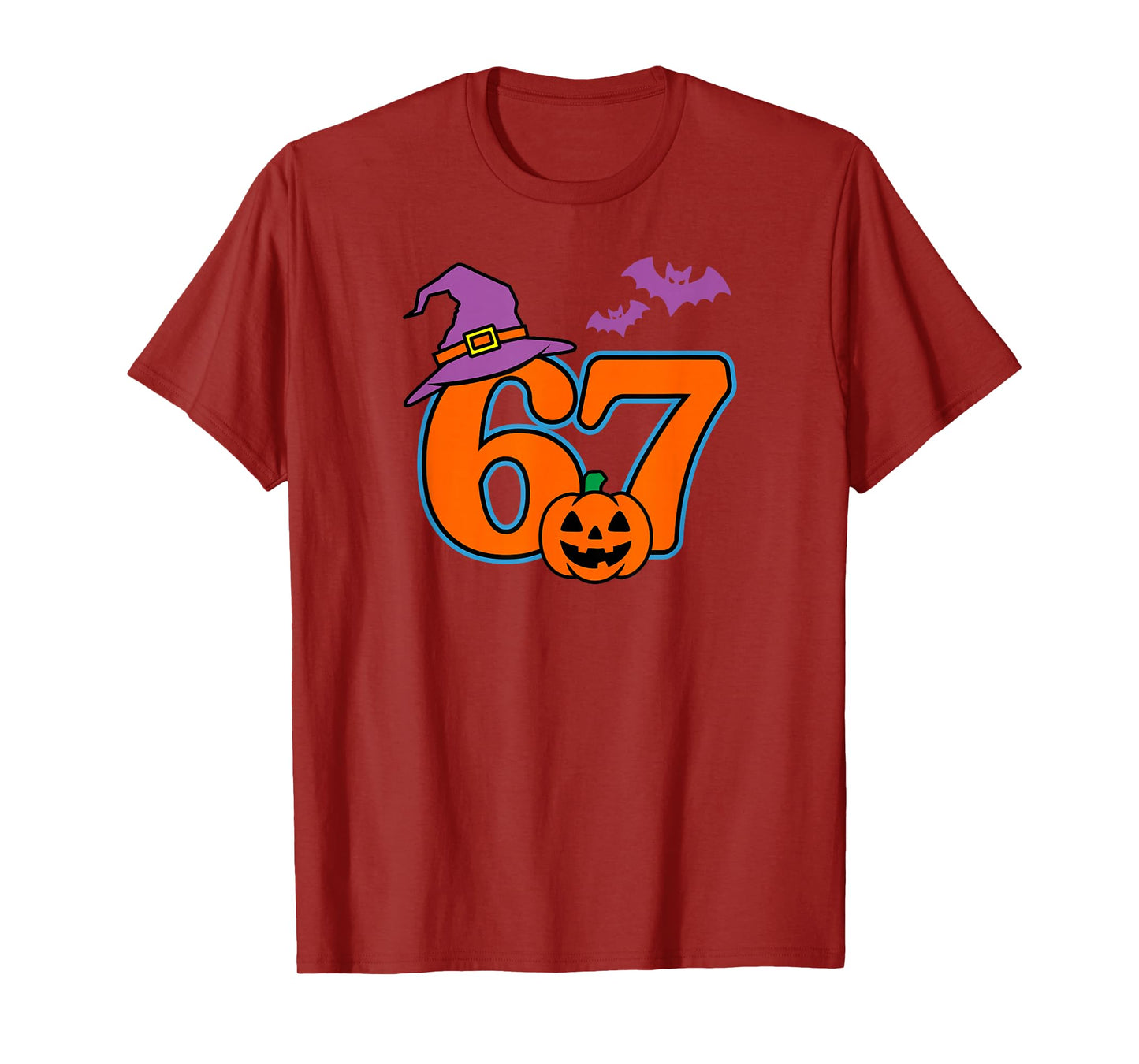 Halloween Number 67 Bats Pumpkin Witch Hat T-Shirt