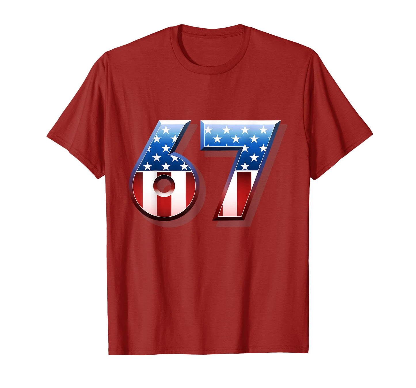 USA Flag 67 Meme Six Seven Slang 67th Birthday Adult Kids T-Shirt