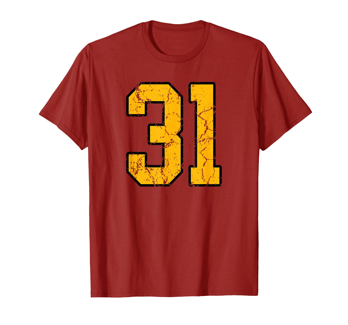 Gold and Black Sports Number 31 Jersey Uniform Player T-Shirt