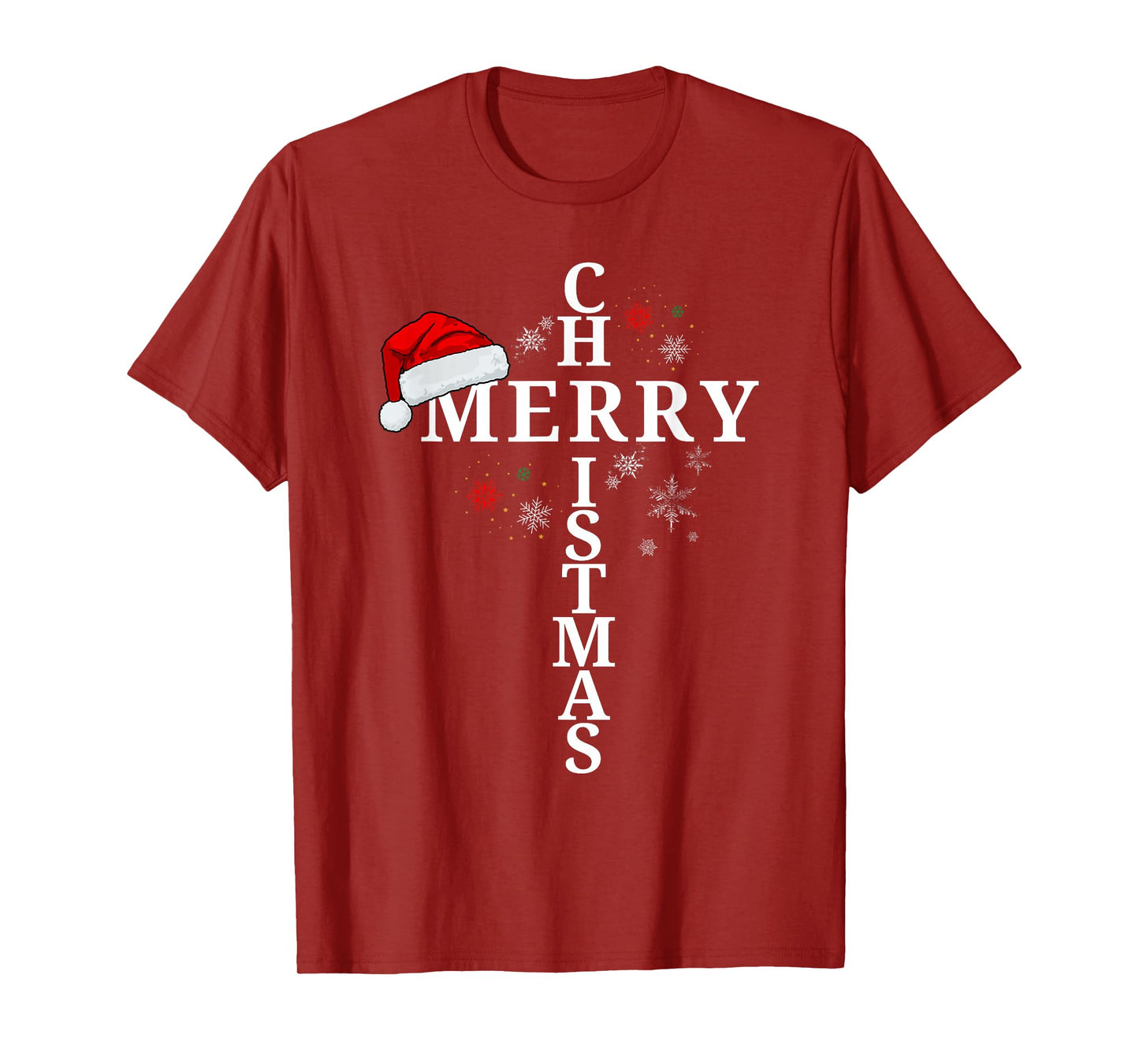 Funny Merry Christmas Xmas Cross Christian Snow T-Shirt