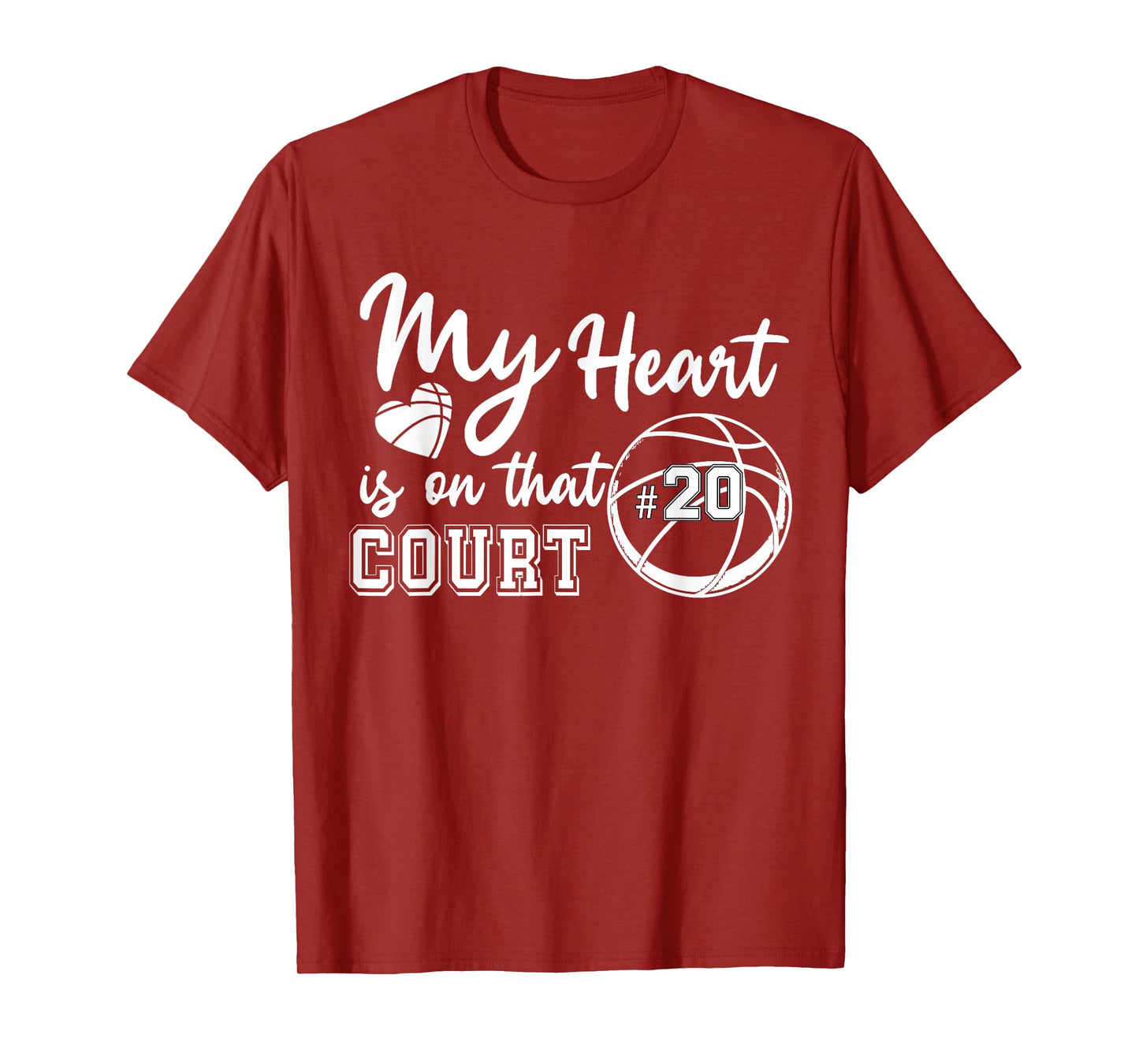 My Heart is On That Court Number 20 Basketball Game Day T-Shirt