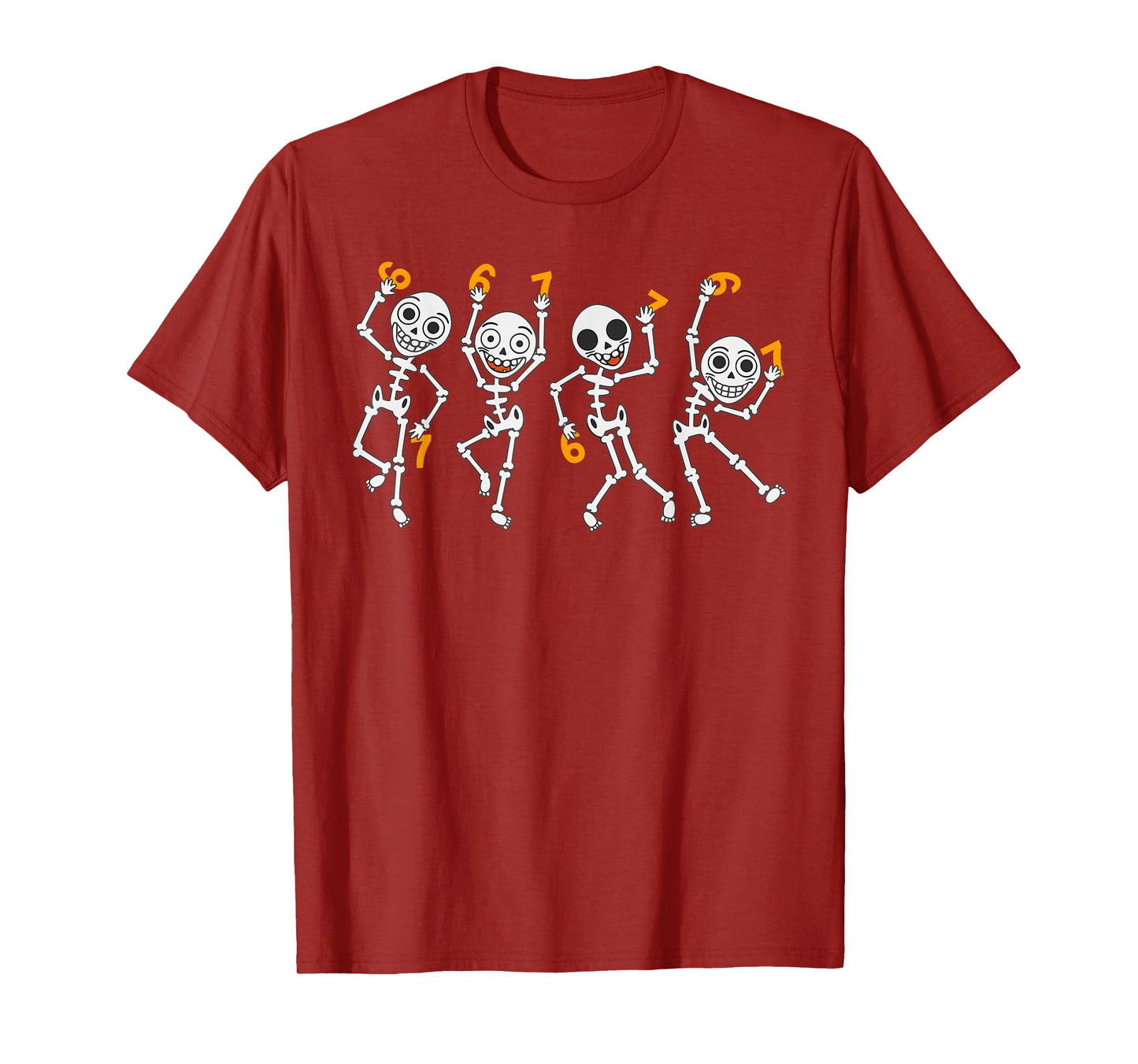 Six Seven 67 Meme Funny Halloween Dancing Skeleton Women Men T-Shirt