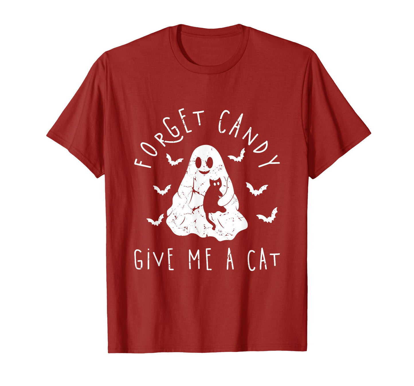 Funny Halloween Cat Ghost Forget Candy Give Me Cat Halloween T-Shirt