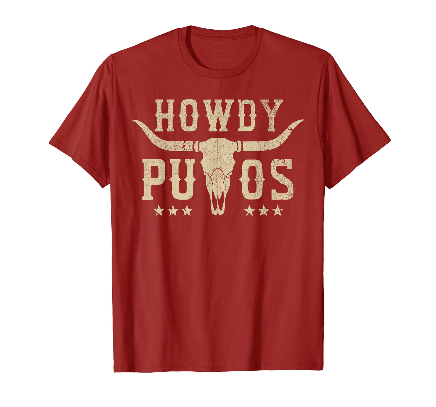 Howdy Putos Bull Skull Country Cowboy Skull Retro Vinntage T-Shirt