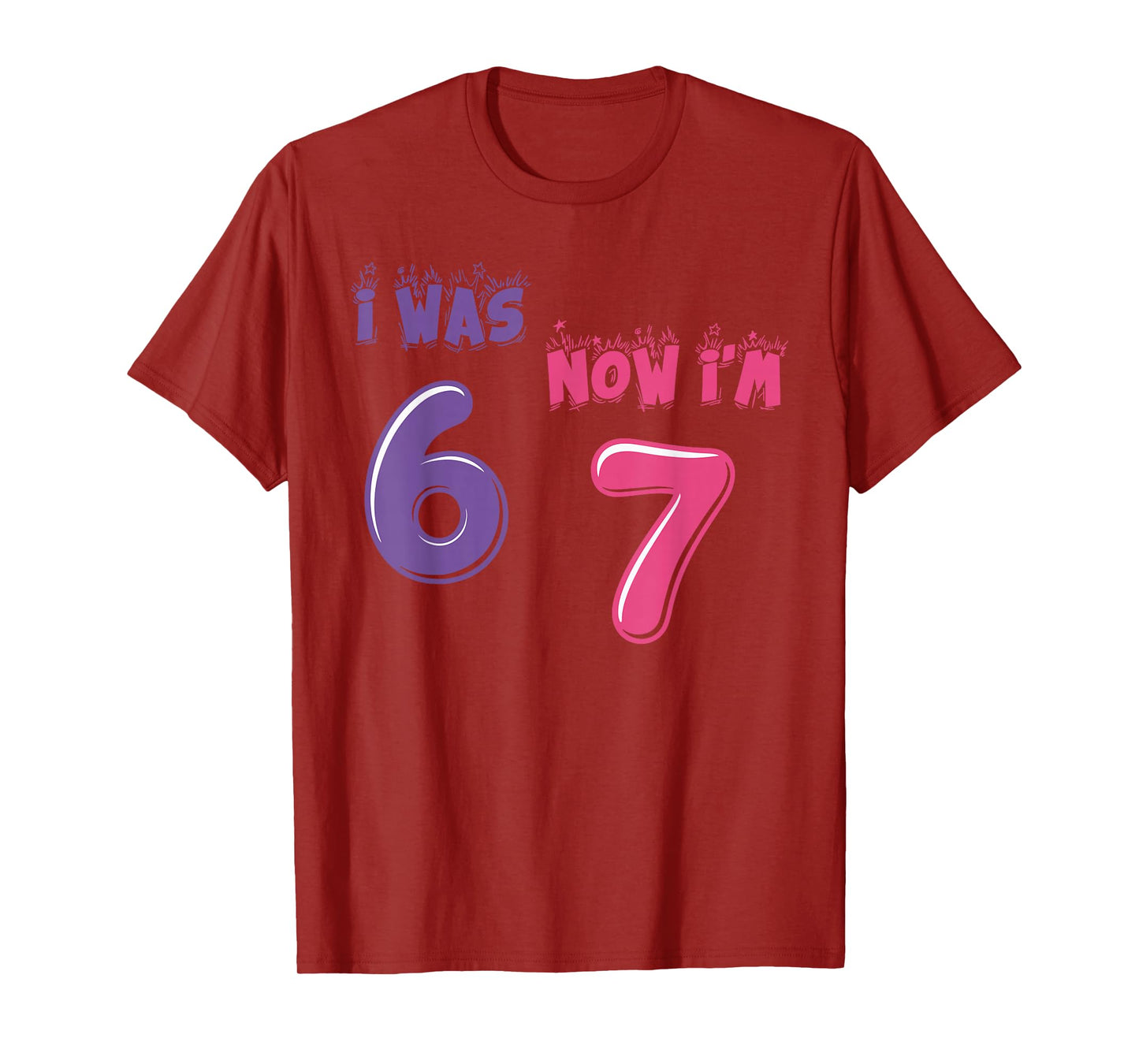 Funny 7 Year Old Birthday was 6 Now I'm Seven Meme 67 T-Shirt