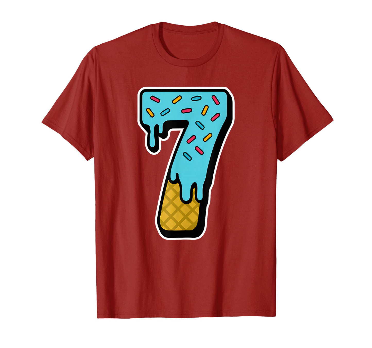 Number 7 Bold Six Seven Ice Cream Drip Funny Couple Friend T-Shirt