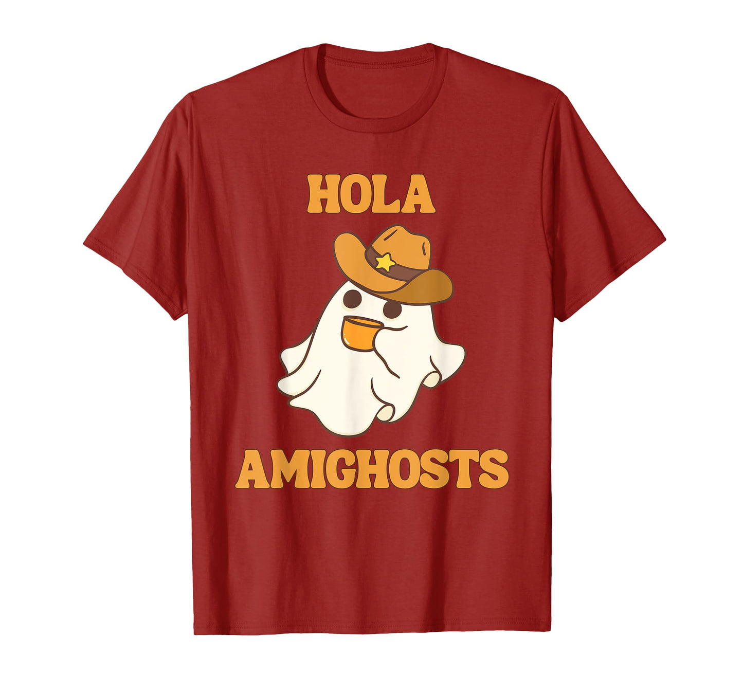 Hola Amighosts Funny Spanish Halloween Cowboy Ghost T-Shirt
