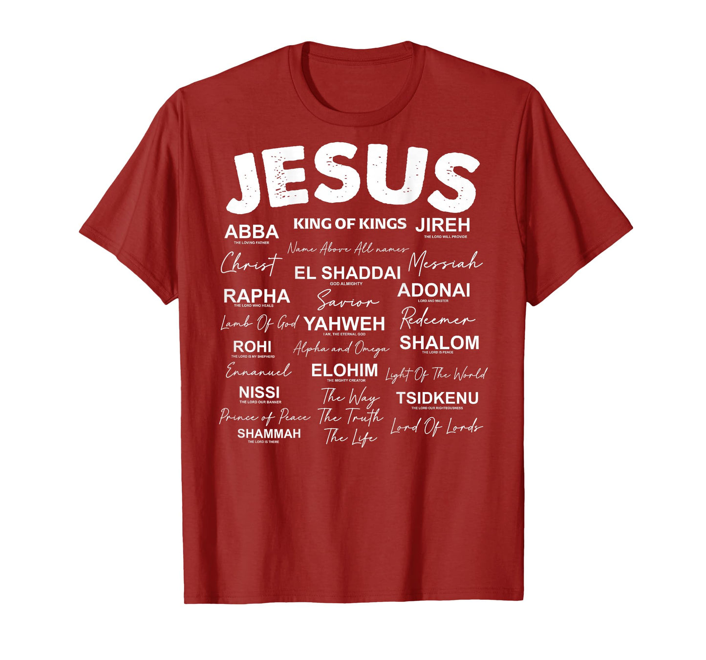 Jesus is King Names of God Hebrew Jesus Christian (On Back) T-Shirt