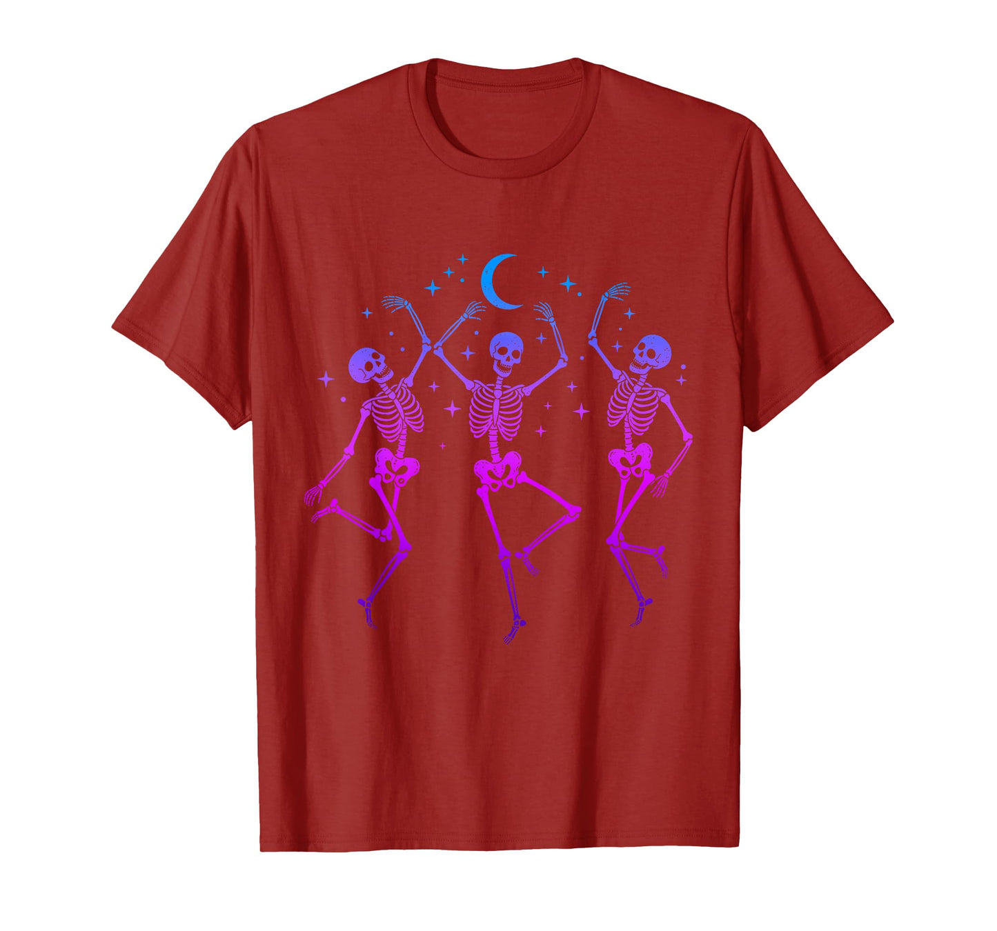 Dancing Skeletons Moonlit Night Halloween Spooky Fun T-Shirt