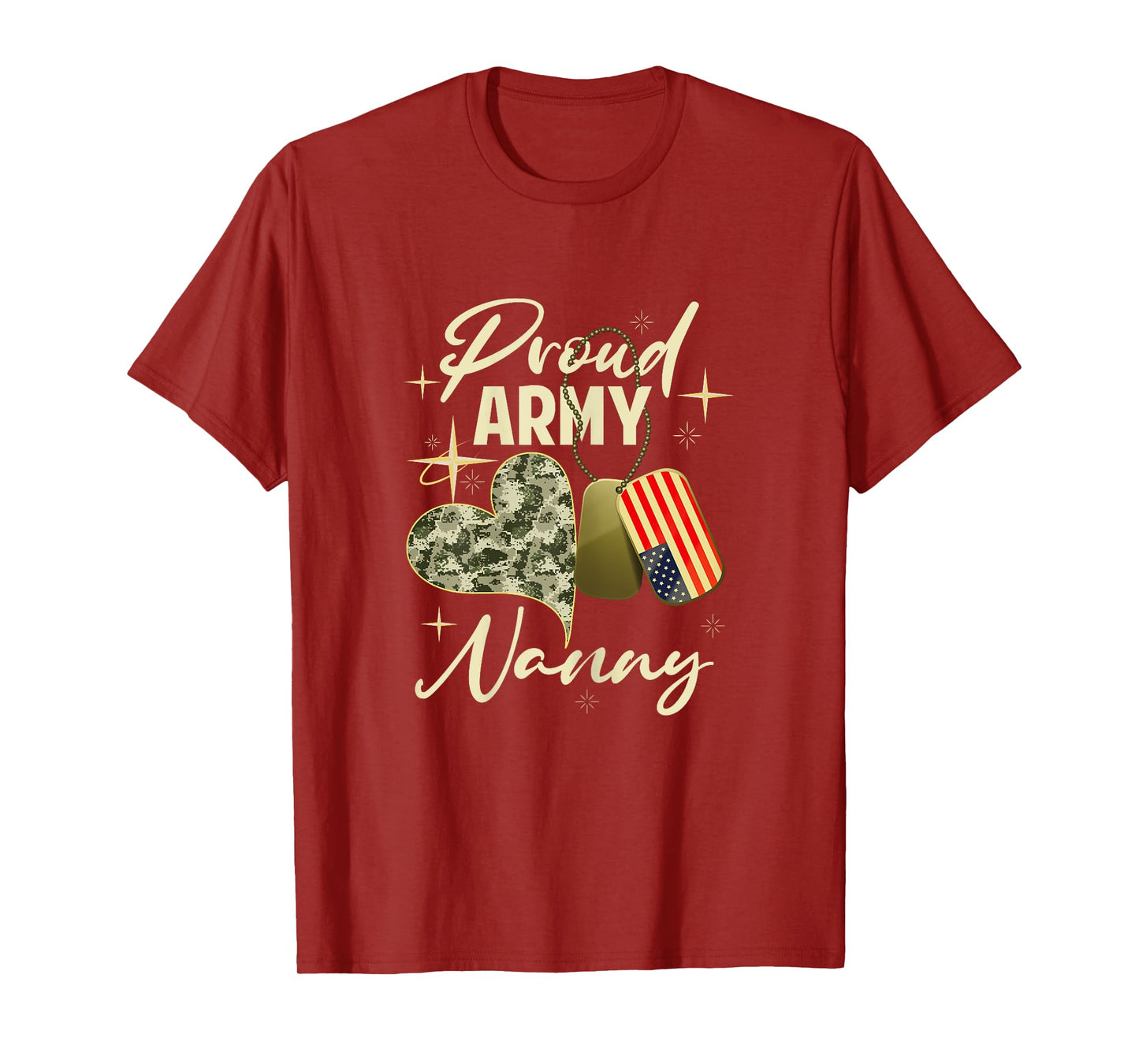 Proud Army Nanny Camouflage Mother's Day Dog Tag US Flag T-Shirt