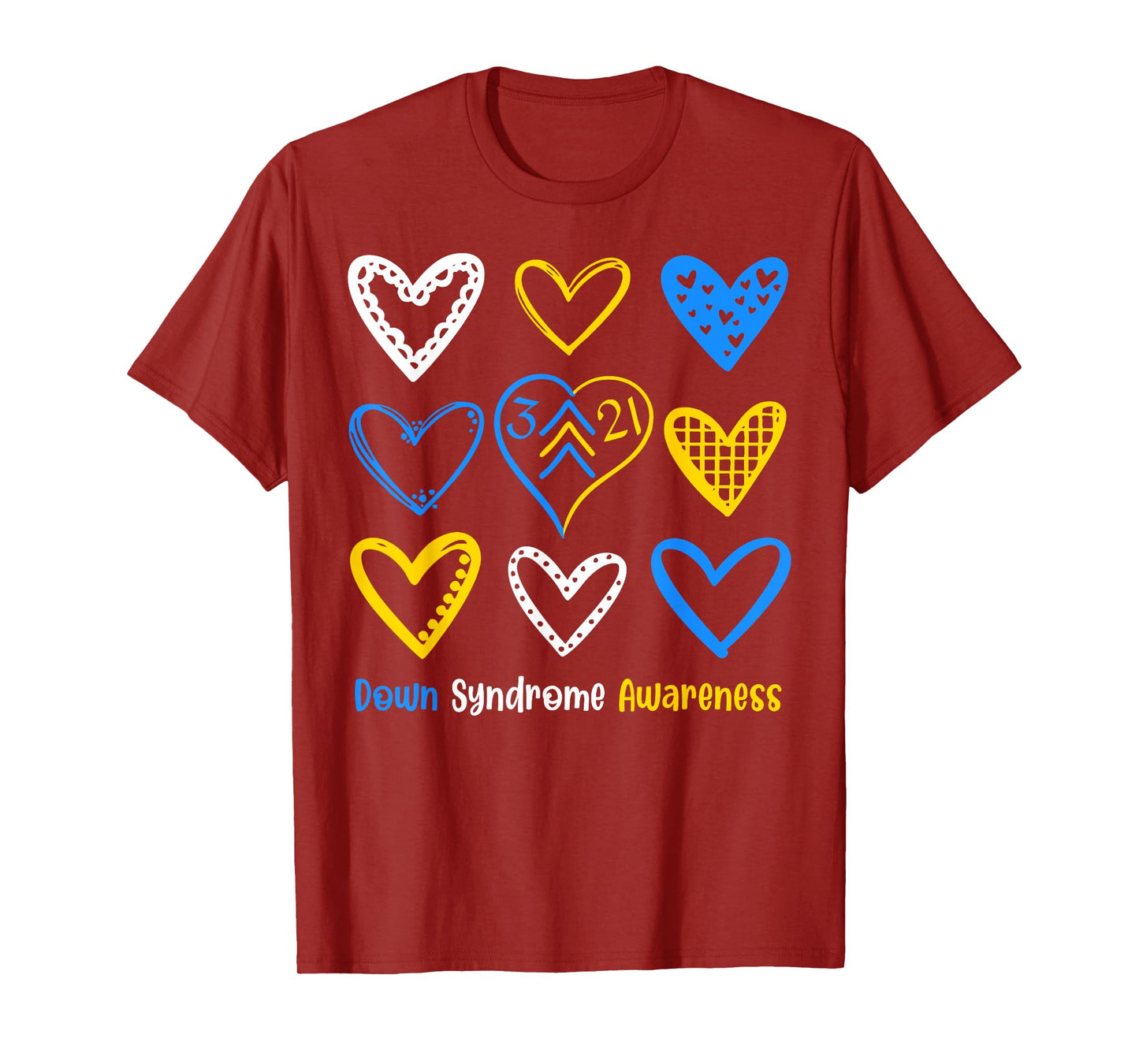 Down Syndrome Awareness Heart 321 Down Right Perfect T21 T-Shirt