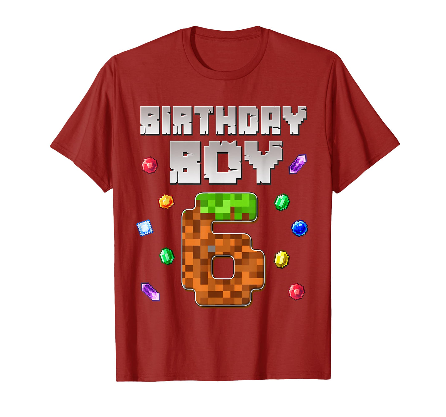 Birthday Boy Kids 6th Birthday 6 Year Old Gamer Pixel T-Shirt