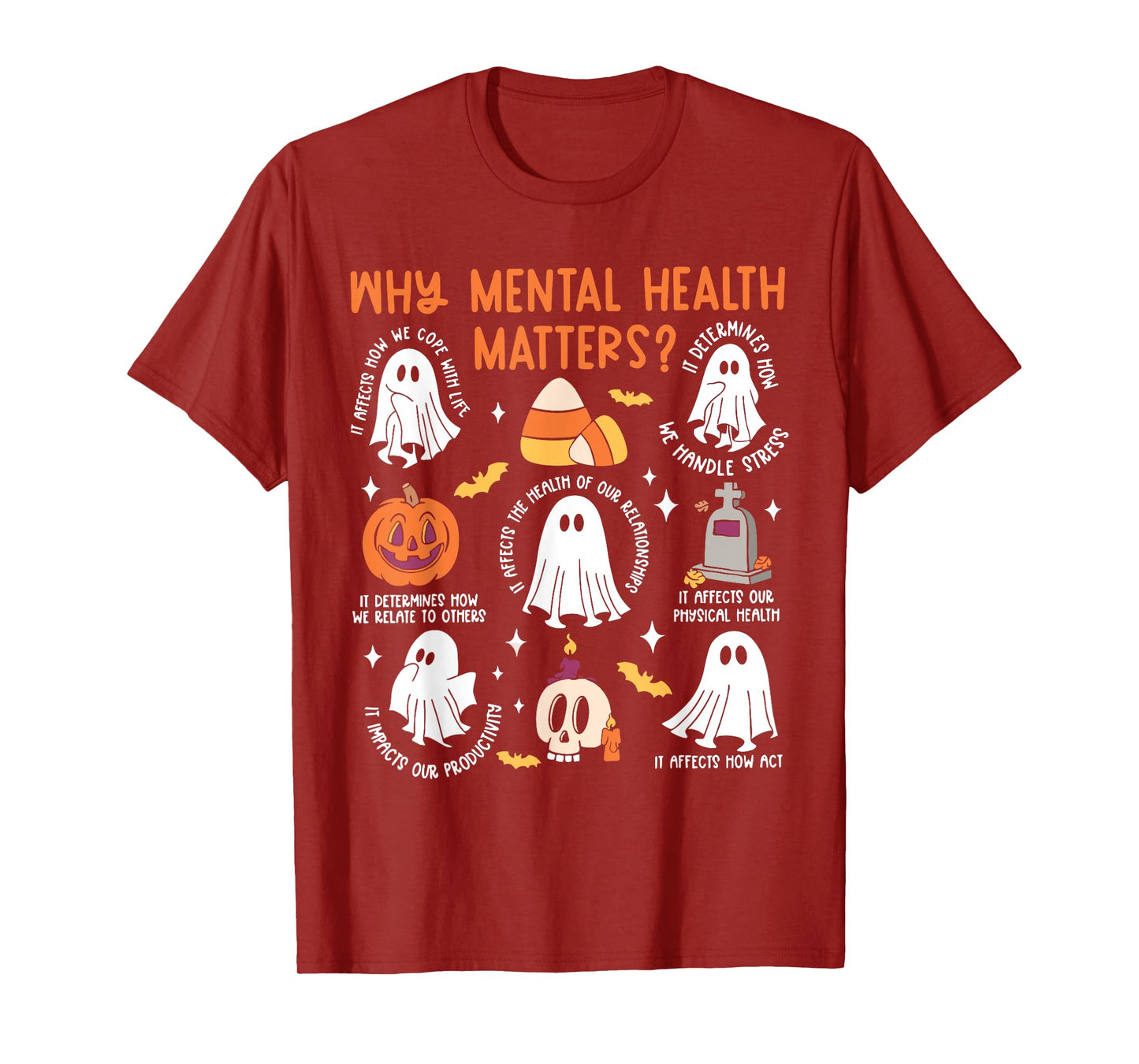 Mental Health Ghost Halloween Therapist School Psychologist T-Shirt
