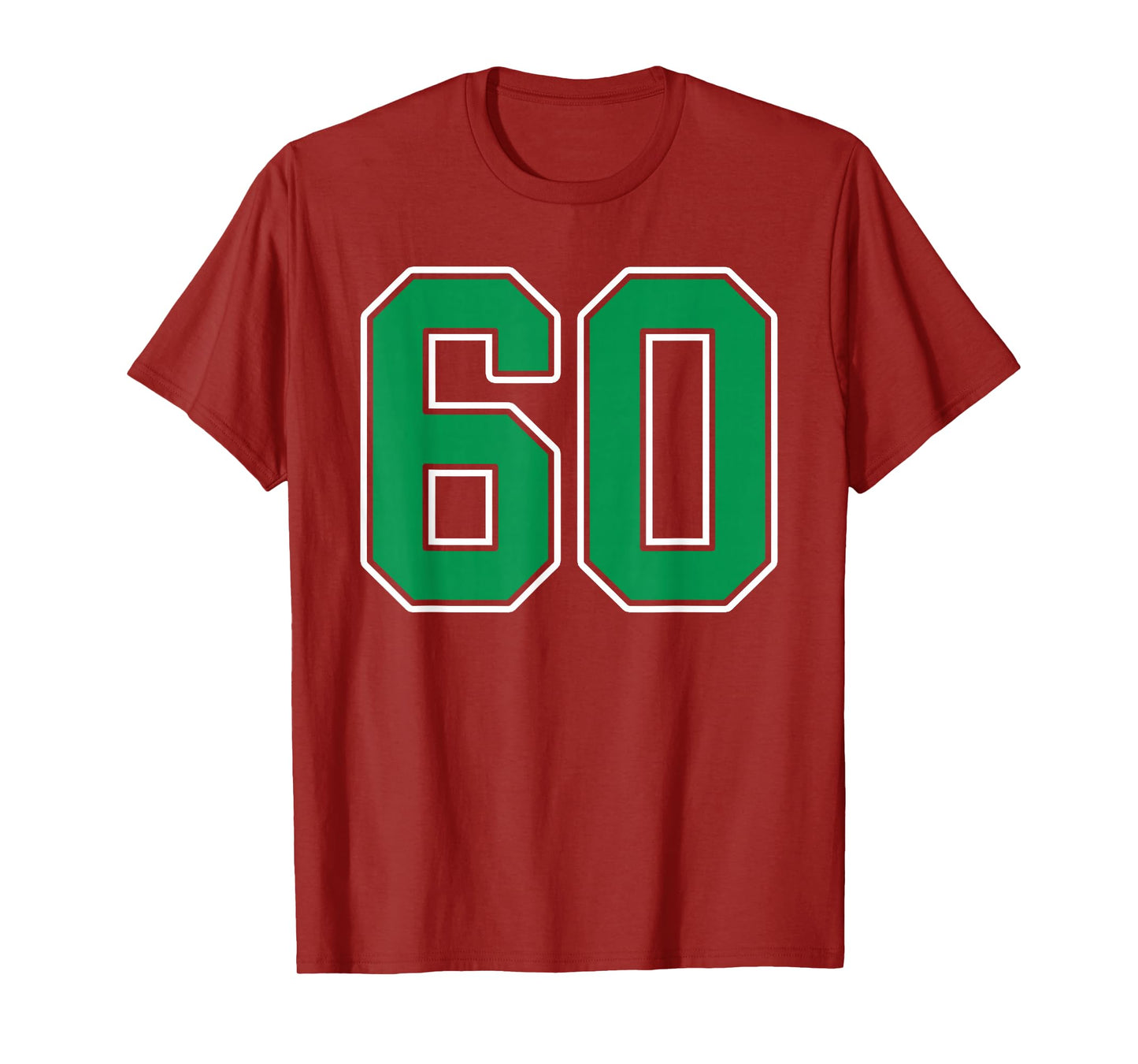 Kelly Green White Number 60 Jersey Player Uniform #60 T-Shirt