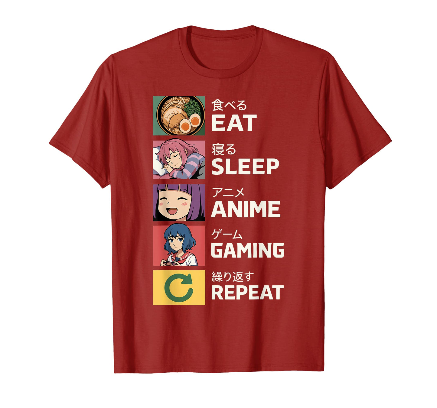 Eat Sleep Anime Gaming Repeat T-Shirt