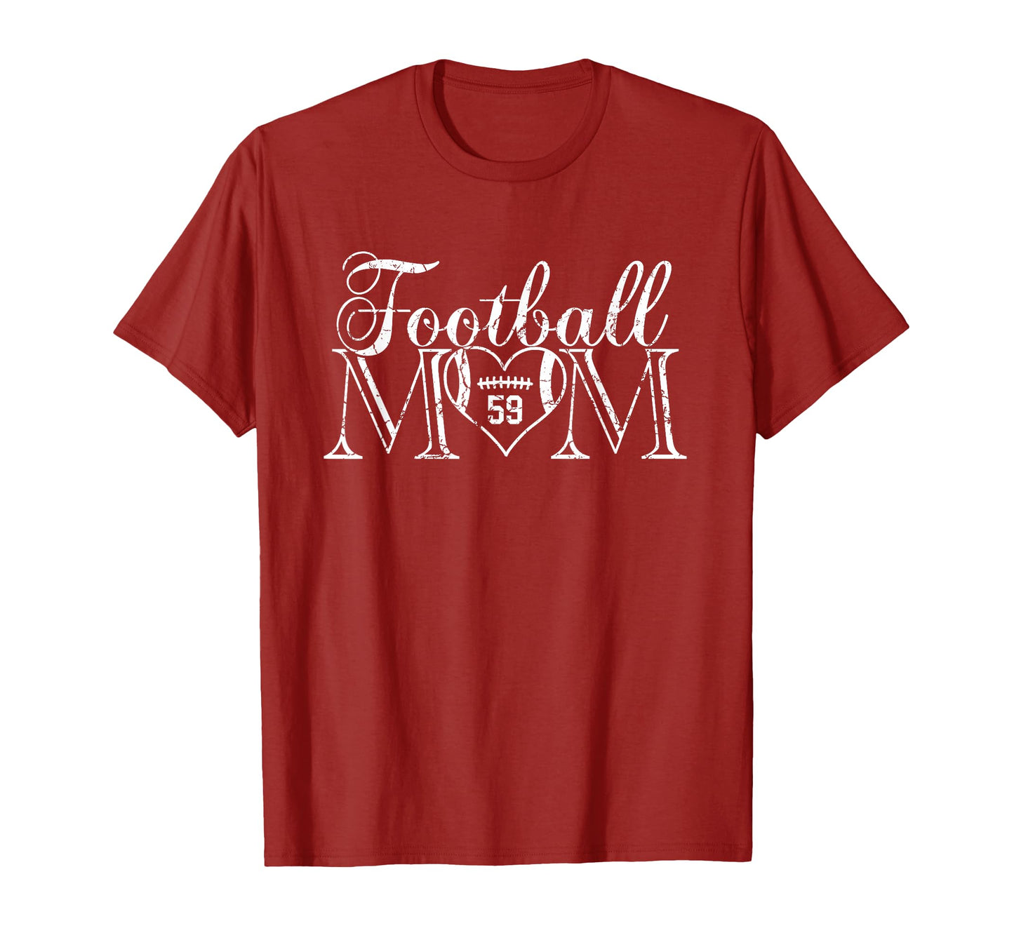 Football Mom Number 59 Football Heart #59 Game Day T-Shirt
