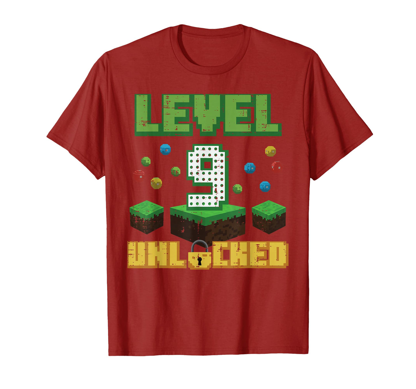 Level 9 Unlocked Pixel Gamer 9th Birthday Gaming Boys Kids T-Shirt