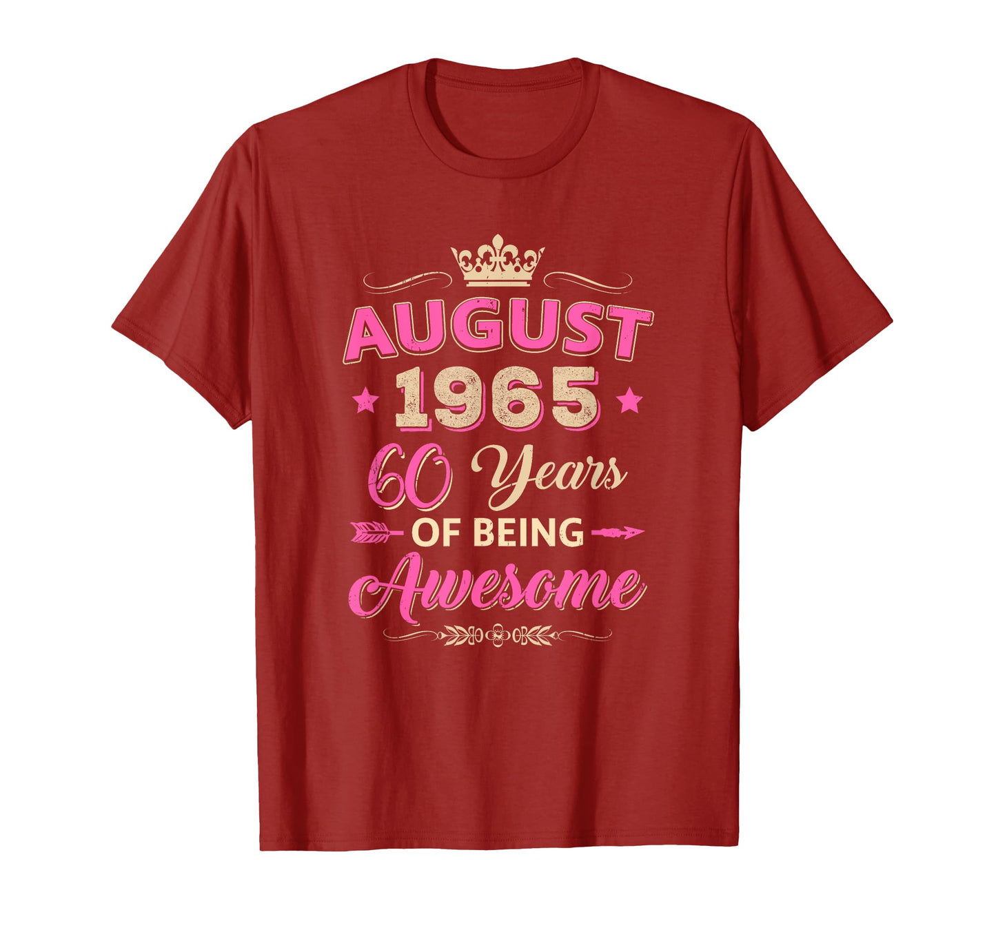 August 1965 60 Years Of Being Awesome Retro 60Th Birthday T-Shirt