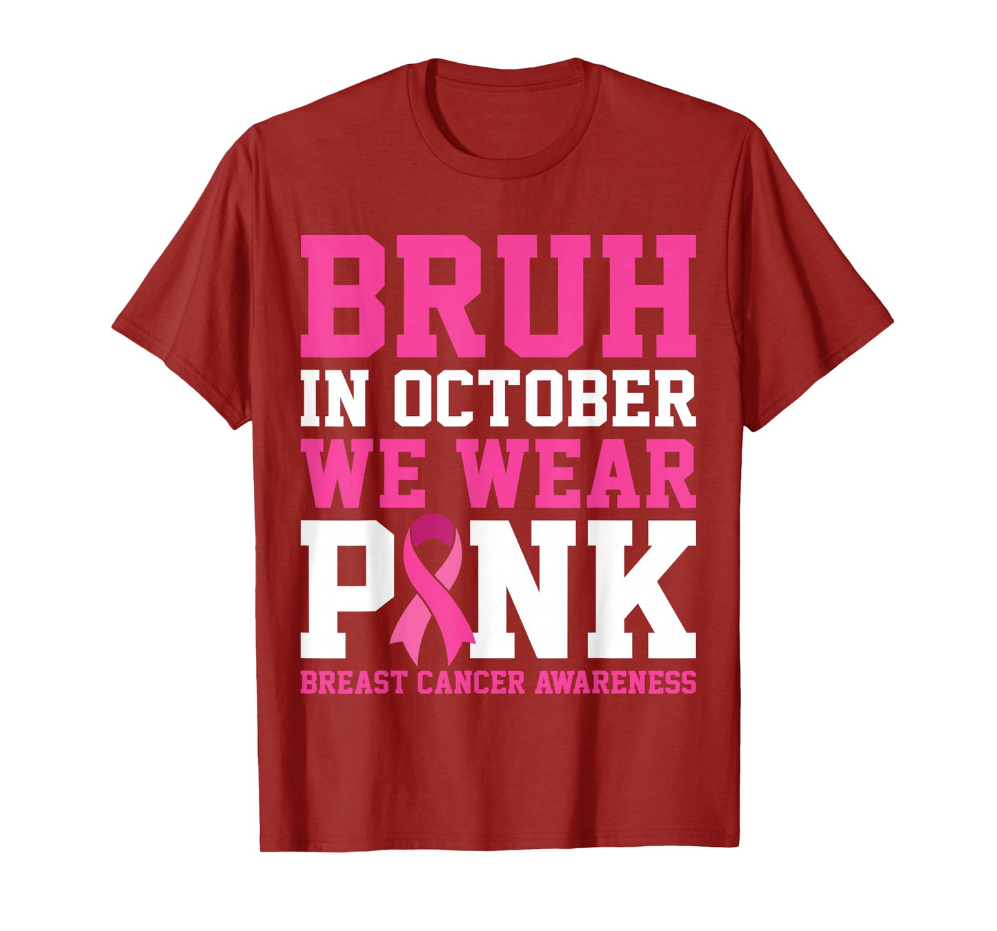 Bruh In October Wear Pink Breast Cancer Awareness Kids Boys T-Shirt