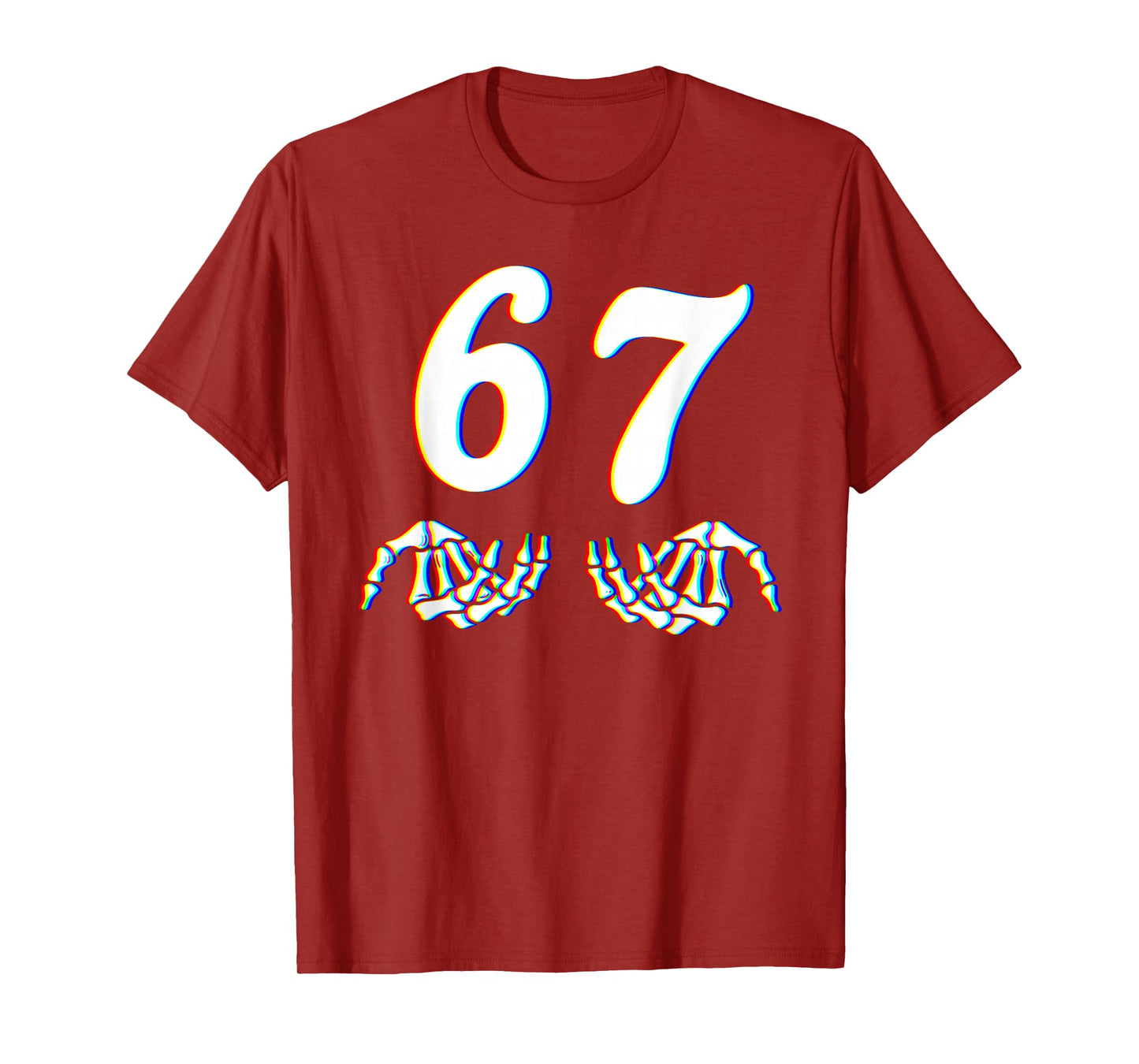 Funny Six Seven 6 7 Meme 67 Skeleton Hand Halloween Costume T-Shirt