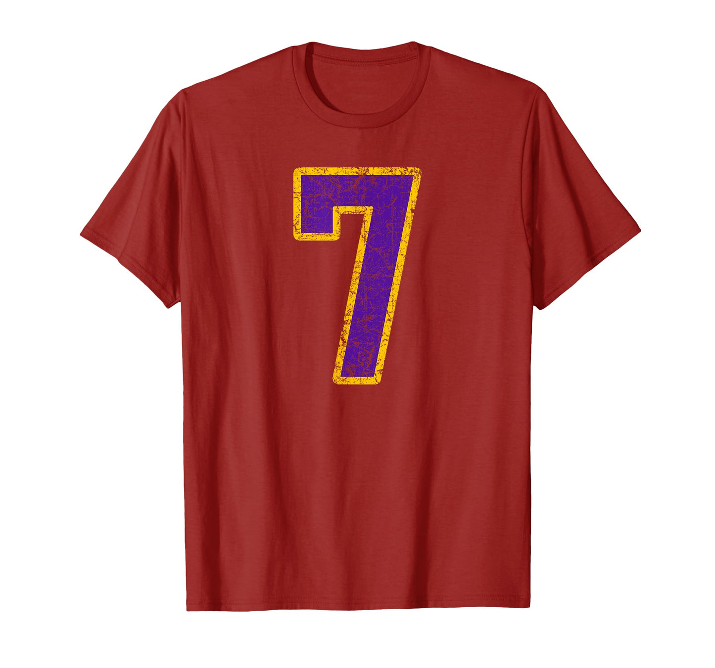 Purple Gold Number 7 Jersey Player Uniform #7 Grunge T-Shirt