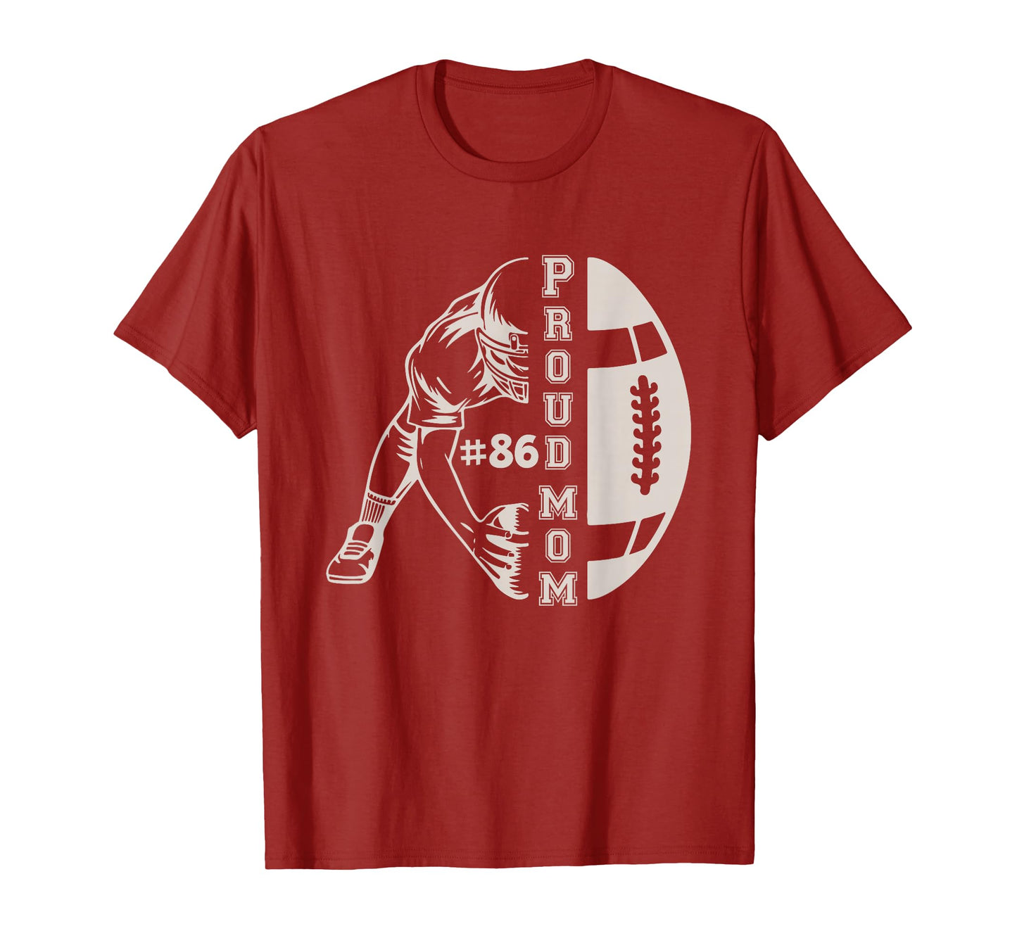 Customized Proud Football Mom Number 86 Player Game Day T-Shirt