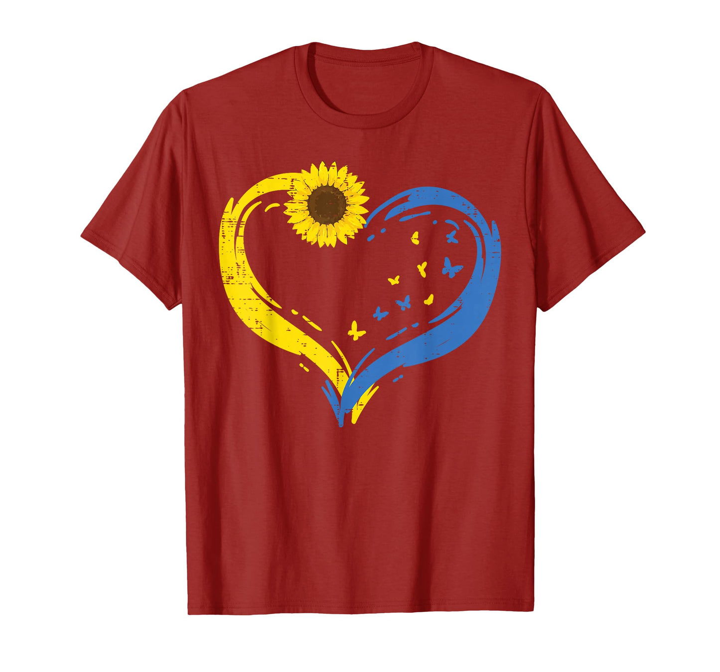 Ukraine Heart Sunflower Butterfly Ukrainian Girls Kids Women T-Shirt