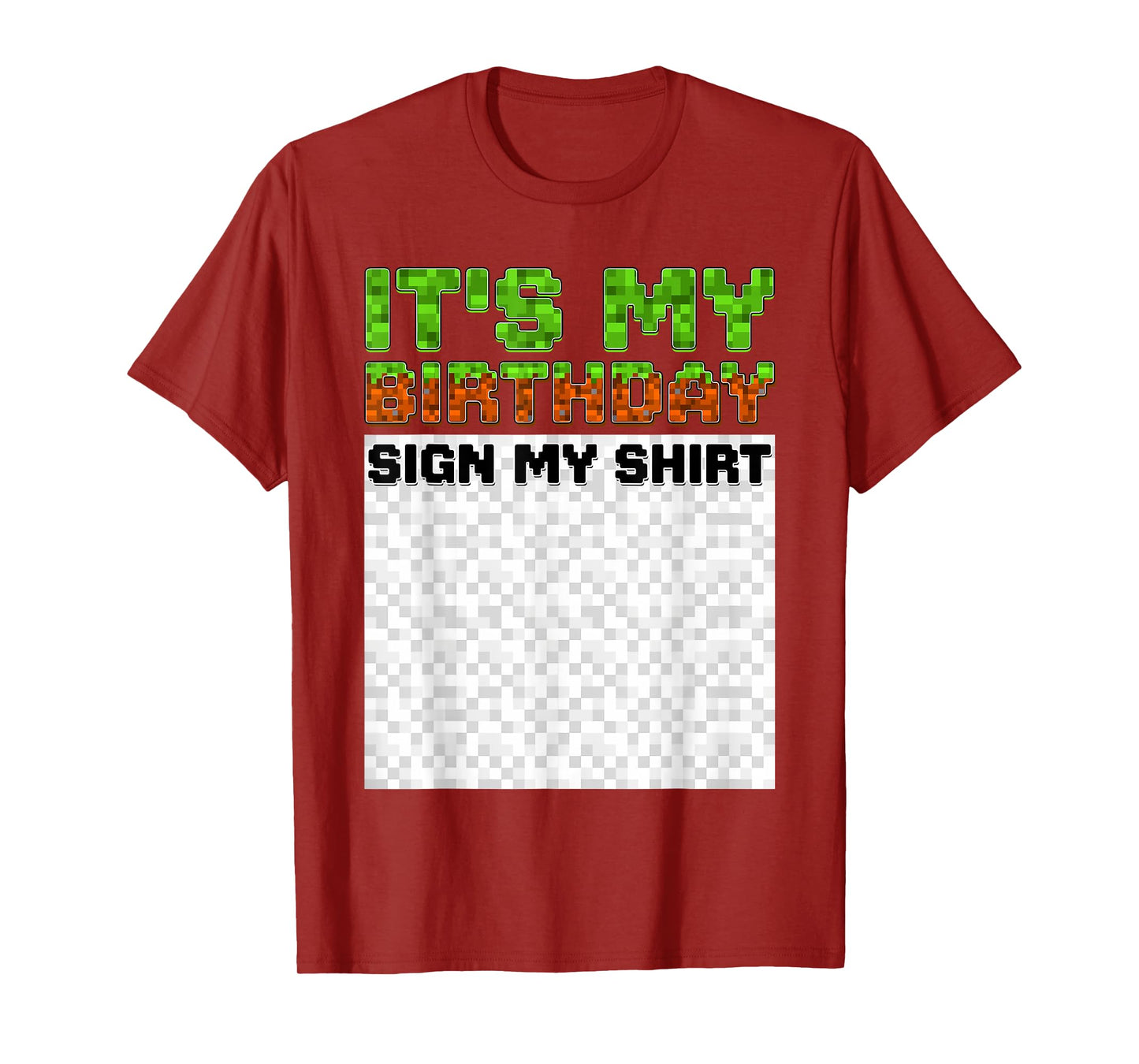 Birthday Boy Kids It's My Birthday Sign My Shirt Pixel Gamer T-Shirt