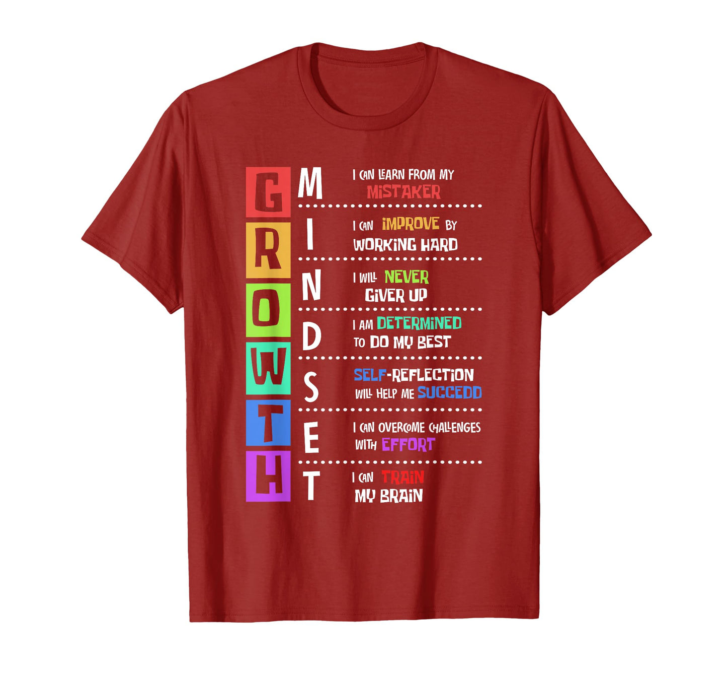 Growth Mindset Positive Motivational Classroom Teacher Learn T-Shirt